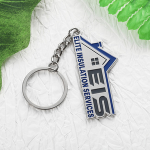 Porte-clés personnalisé avec logo, en alliage de zinc émaillé, plaqué argent, en forme de maison, pour cadeau <span class=keywords><strong>d</strong></span>'entreprise, fabriqué en usine - Product Image 2