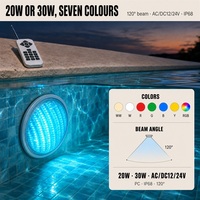 Lumière LED PAR56 pour piscine 5050, ampoule de remplacement pour piscine sous-marine, couvercle en PC, IP68, contrôle RGB, 20W 30W AC/DC 12/24V