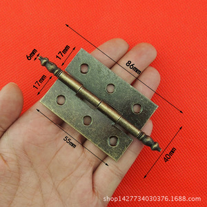 Bisagra de latón antiguo con cabeza de corona 40x86mm, 6 orificios, para puerta de armario, herraje decorativo - Product Image 1