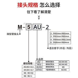 Connecteur pneumatique miniature en cuivre SMC 303 en forme de pagode M-3-5ALU-4-6 pour la vente en gros de pièces pneumatiques en cuivre - Product Image 1