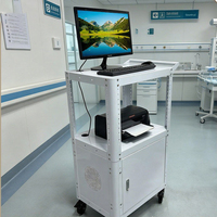 Chariot de service mobile réglable pour ordinateur portable/tablette, en acier laminé à froid blanc, design professionnel