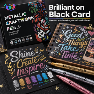 Juego de Rotuladores Metálicos Coloridos KAIX, Rotuladores Artísticos a Base de Agua de Bajo Olor, Rotuladores de <span class=keywords><strong>Pintura</strong></span> Acrílica <span class=keywords><strong>con</strong></span> Logotipo Personalizado para Dibujar en Cartulina Negra - Product Image 1