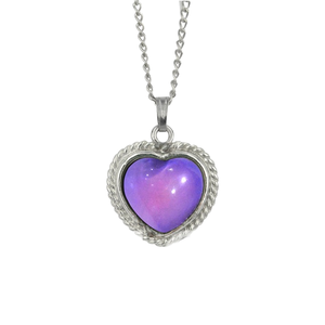 Collar con Colgante de Piedra de humor de corazón que cambia de Color de aleación de Zinc de estilo Vintage, regalo de cadena de 18 "para mujeres y niños - Product Image 1