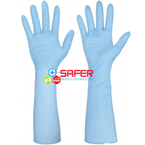 ถุงมือไนไตรล์ทางการแพทย์แบบใช้แล้วทิ้งไม่มีผงไมโครทัชขนาด400มม. ปลอดภัยกันน้ำน้ำหนักเบา - Product Image 3