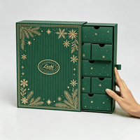 Calendario de Adviento de 24 Días con Impresión Personalizada, Caja Sorpresa Navideña, Caja de Papel Ecológica