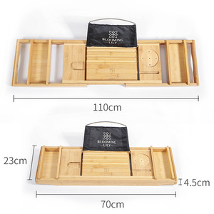 Bamboo Bathtub Rack 70x23x4.5cm Foldable Retractable <b>Storage</b> Shelf For Bathroom <b>Bathing</b> Use - Product Image 5