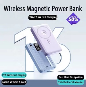 Di alta qualità 10000mAh Wireless portatile Power Bank ricarica rapida incorporati 2 cavi Ultra-sottile supporto magnetico più forte <span class=keywords><strong>custodia</strong></span> per - Product Image 3