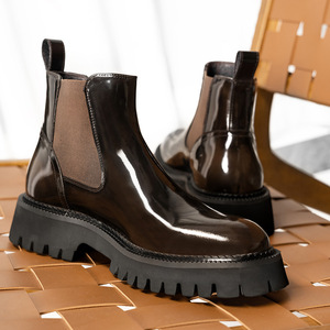 Botas Chelsea de Piel Sintética con Punta Redonda, Antideslizantes, con Suela de Goma, para Oficina y Trabajo, Estilo Otoñal - Product Image 2