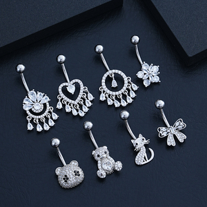 Vendita calda <span class=keywords><strong>in</strong></span> fabbrica 316L acciaio inox 14G orso Panda gatto <span class=keywords><strong>ombelico</strong></span> <span class=keywords><strong>Piercing</strong></span> <span class=keywords><strong>per</strong></span> le donne <span class=keywords><strong>argento</strong></span> placcato CZ grazioso <span class=keywords><strong>ombelico</strong></span> - Product Image 1