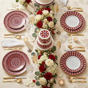 Assiettes <span class=keywords><strong>de</strong></span> <span class=keywords><strong>table</strong></span> en céramique bordeaux pour mariage royal, bord <span class=keywords><strong>doré</strong></span>, en <span class=keywords><strong>porcelaine</strong></span>, exquises, vintage, pour fête nuptiale, cadeaux - Product Image 5
