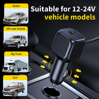 Pengisi Daya Mobil 7IN1 261W dengan Kabel Ekstensi 1 Meter dan Port Dual PD & 2QC3.0 Pengisian Cepat untuk Laptop dan Perangkat Seluler