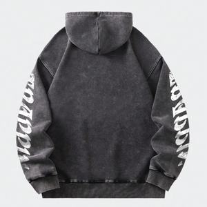 Sudadera con capucha para hombre, personalizada por el fabricante, extragrande, con estampado de letras de carreras, 400 g/m², lavada, estilo streetwear envejecido, corte holgado y corto, bordada - Product Image 2