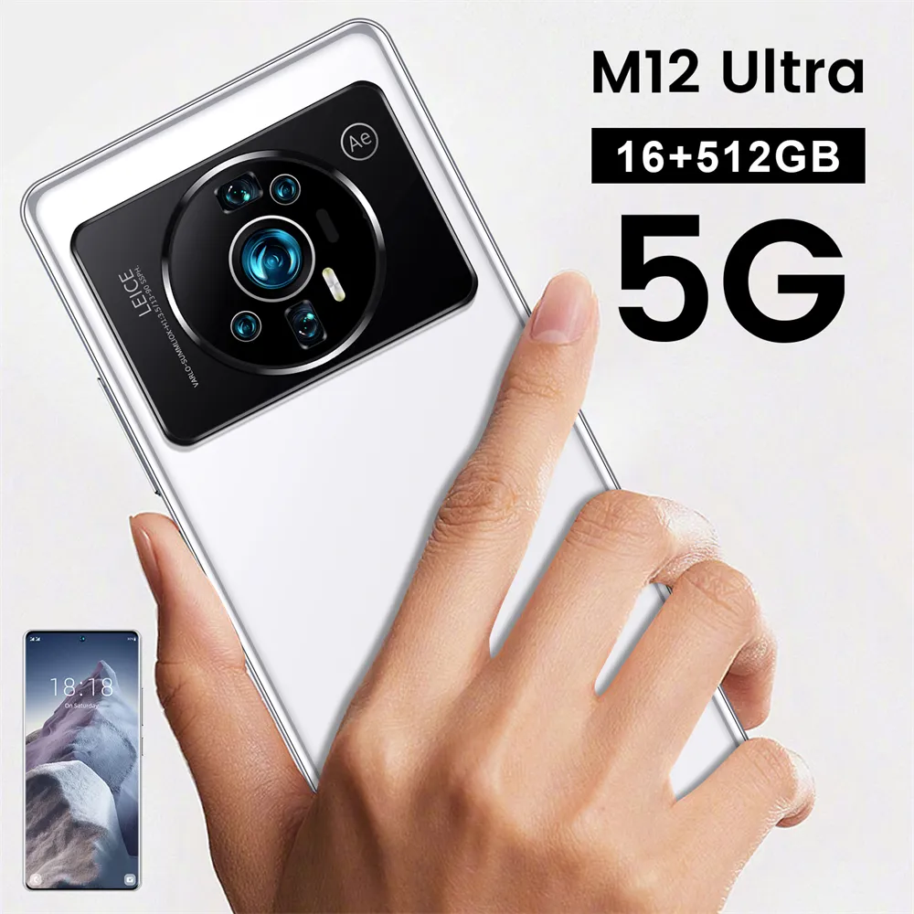 New arrival Mi 12 Hot sale phone 7.3inch high quality dual sim cards 16GB 512GB 4G 5G Mobile Phone