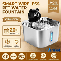 Nouvelle Fontaine à Eau Intelligente Sans Fil pour Animaux de Compagnie 3.2L en Acier Inoxydable 304 Ultra-Silencieuse Rechargeable Distributeur pour Chats et Chiens Logo Personnalisé