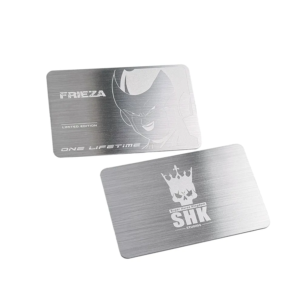 Jiabo Carte de crédit personnalisée bon marché en métal noir argenté Cartes de visite en métal gravées au laser de taille de membre VIP