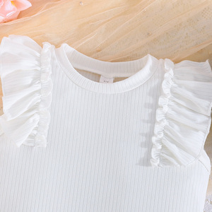 Vêtements décontractés pour enfants, filles de 3 à 8 ans, haut en laine avec poignets à volants raffinés, décoration en nœud, jupe courte à carreaux, chapeau, ensemble deux pièces - Product Image 3