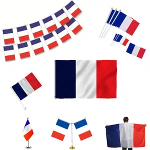 Нет минимального заказа, готовый к отправке 100% полиэфирный веер, французский флаг для приветствия на открытом воздухе