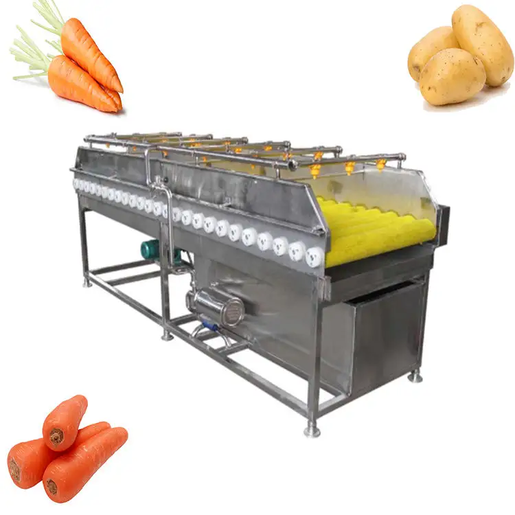Machine de nettoyage de fruits et légumes, vente en gros, brosse à carottes et légumes, machine de nettoyage fabriquée en chine
