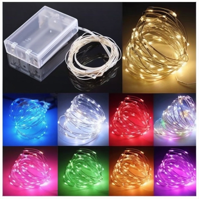 Battery Box Style Copper Wire LED Light Strip Bar Beads String Colorful Flashing Star Lights IP44