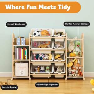 Organisateur de rangement pour jouets en bois, organisateurs de jouets avec rangement pour animaux en <span class=keywords><strong>peluche</strong></span>, étagère de rangement pour jouets - Product Image 2
