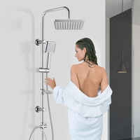 Ensemble de robinetterie de salle de bain élégant en acier inoxydable chromé, avec mitigeur rond et pommeau de douche effet pluie