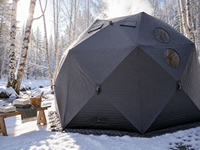 Tente de sauna à bulles isolée à 3 couches Warmfire, grande taille, pour la pêche sur glace, le camping en plein air, 4,3x4,3x2,6m, 10 personnes, imperméable et coupe-vent