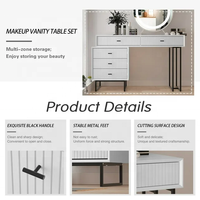 NOVA Ensemble de table de maquillage au design simple avec tiroirs Commode en bois blanc avec miroir Mobilier de chambre à coucher moderne pour appartement