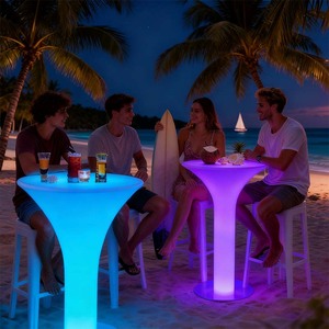 Table de <span class=keywords><strong>bar</strong></span> ronde lumineuse à DEL pour l'extérieur Table en plastique étanche pour mariage Hôtel Garden Party Occasions - Product Image 3