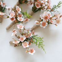 Handgemaakte stoffen polscorsage en boutonniere set bruids bruiloft bloemaccessoires voor bruidsmeisjes feest prom decoratie