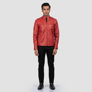 2026 Custom 100% Real Cow Skin <b>Leather</b> <b>Jacket</b> <b>Men</b> High Quality Water Resistant Breathable Vintage Autumn Varsity Stand Collar - Product Image 1