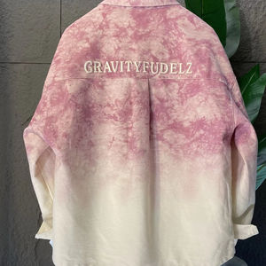 Automne nouveauté Streetwear cravate-teinture <span class=keywords><strong>Ombre</strong></span> veste brodée coupe ample unisexe manteau avec bouton décoration respirant - Product Image 1