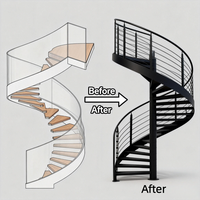 Escalier extérieur en spirale à arc courbé pour villa, décoration de maison moderne de luxe, aluminium, acier inoxydable, bois, verre, écologique, durable
