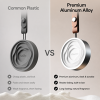 Diffuseur de parfum pour voiture TopOne en alliage d'aluminium de luxe avec sangle en cuir marron premium et cœur poreux 3D OEM