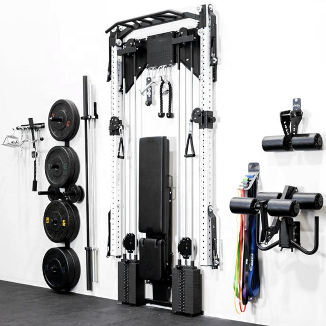 2026 commercial multi-functional wall-mounted folding electric squat rack with counter weight, suitable for home and gym use