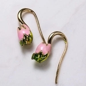 Pendientes Colgantes de Flor en Oro Rosa Estilo Lolita con Cristales de Estrás y Engaste de Bisel, Joyería Fina para Mujer, Lindos para Uso Diario - Product Image 5