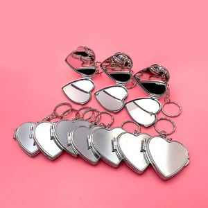 Small Portable Mini <b>Makeup</b> Mirror Metal Heart-Shaped Keychain DIY Accessory - Product Image 2