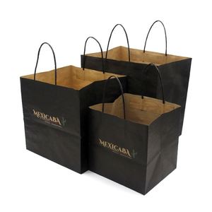 Bolsas de Papel Kraft Grandes para Comida para Llevar, Reciclables, con Asa, Impresión de Logotipo Personalizada, Precio al por Mayor - Product Image 1