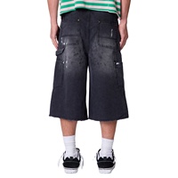 Shorts de travail pour hommes en toile épaisse à double genouillère, effet éclaboussures de peinture, personnalisés, avec ourlet brut effiloché, coupe large et ample, style vintage, streetwear