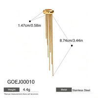 Gaovo Niche Design Manchette d'oreille à longues pampilles style européen, résistante au ternissement, en acier inoxydable plaqué or 18 carats, bijoux d'oreille tendance