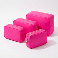 Set Tas Kosmetik Nilon Kapasitas Besar, Kantong Organizer Perjalanan Lipat Tahan Air, Kotak Penyimpanan Makeup Multi-Ukuran untuk Wanita