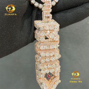 Pendentif Lettre Initiale Personnalisé en Argent 925 avec Diamant Moissanite D, Style 3D Épais, Certificat GRA, Bijoux Hip Hop Iced Out - Product Image 6