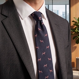 Cravate en polyester tissé marine à motifs <span class=keywords><strong>flamant</strong></span> rose, cygne et canard, accessoire décontracté pour homme, idéale pour les banquets, fabriquée par un fabricant de cravates. - Product Image 2