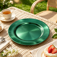 Assiettes de présentation classiques dorées écologiques de style américain Wojia 13 pouces, sous-assiettes en plastique électroplaqué pour la décoration de table de fête