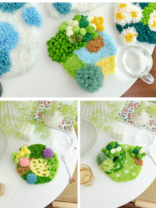 Juego de posavasos de aguja perforada, decoración del hogar, posavasos de musgo <span class=keywords><strong>Manual</strong></span> para tejer DIY, artes para adultos, principiantes, costura - Product Image 4