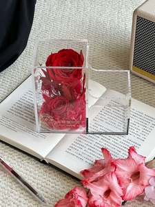 Rosa Decorativa in Scatola Regalo in Acrilico, Fiore Eterno Vero, Testa di Rosa Stabilizzata per Natale e San Valentino - Product Image 6