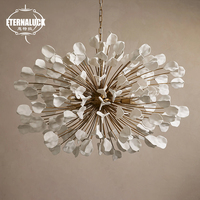 Lustre moderne en céramique Dandelion avec cadre doré, luminaire suspendu LED Sputnik pour salon