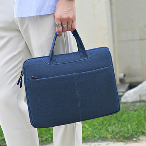 Sac à ordinateur portable en toile imperméable, sacoche souple grande capacité avec fermeture éclair, sacoche d'affaires unisexe personnalisable avec logo, sacoche en cuir pour homme - Product Image 5