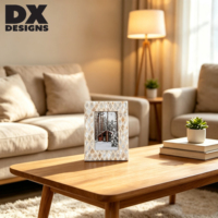 Bingkai Foto Meja Kayu DX Designs 4x6 5x7 8x10 Berhias Mutiara, Bingkai Gambar Dekoratif Geometris Berdiri Sendiri