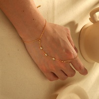 Étanche Sans Ternissure Vintage Simple Diamant Main Bijoux 18K Plaqué Or 316L En Acier Inoxydable Doigt Chaîne Bracelets