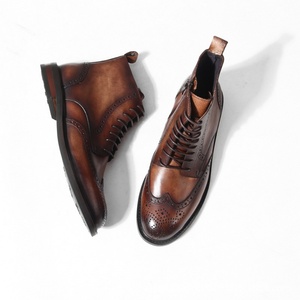 Zapatos de Cuero con Cordones para Hombre, Estilo Retro y Elegante, con Suela Gruesa de Piel Vacuna, Transpirables, para Caminar - Product Image 2